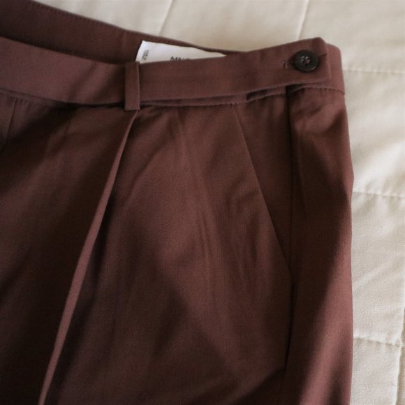 Brown Pleated Straight Leg Trouser Dress Pant NWOT - Picture 3 of 11